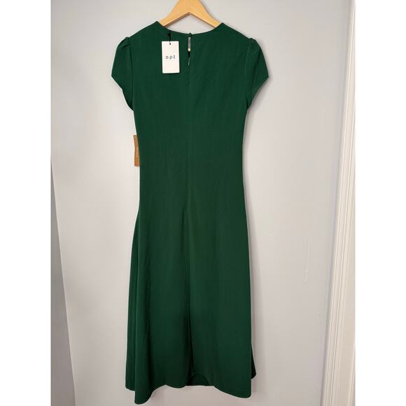 O.p.t Quinn Forrest Green Old Money Vintage Inspired Midi Dress Small - Picture 3 of 9